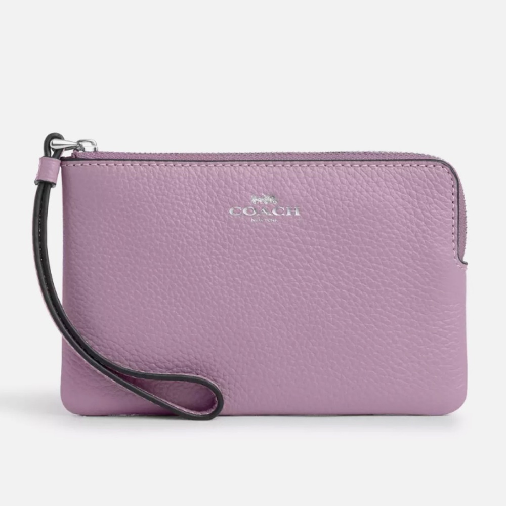 Coach Corner Zip Wristlet in Jasmine (lavender)! Brand new never used.